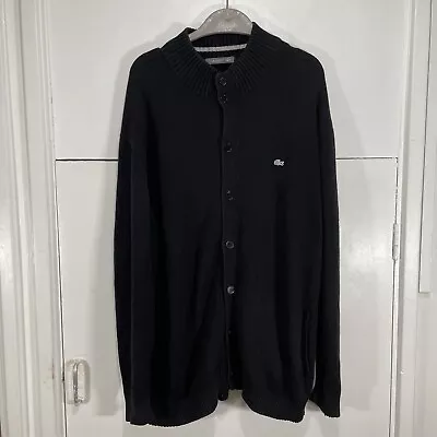 Lacoste Cardigan Jumper Black Button Up Wool Blend • £21.99