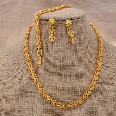 24K African Nigerian Bridal Jewelry Set For Women Bridal African Gold Color Jewe • $19.99