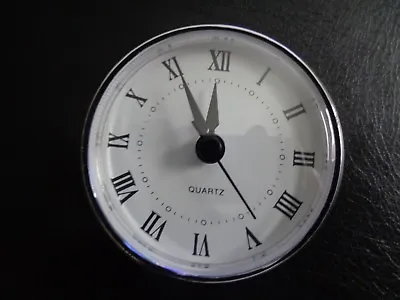 2-3/4  (70mm) QUARTZ CLOCK FIT-UP/Insert Roman Numeral White FaceSilver Trim • $7.29