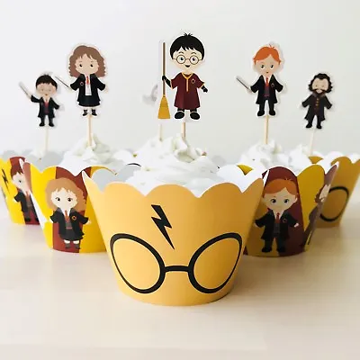 12x Harry Potter Cupcake Wrapper & Topper. Party Supplies Cake Bunting Banner  • $6.50