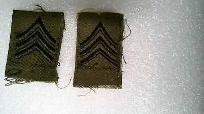 Military Patch Sew On Rank Set Of 2 Pulled Off Uniforms Od Green E-5 Sergeant • $1.99