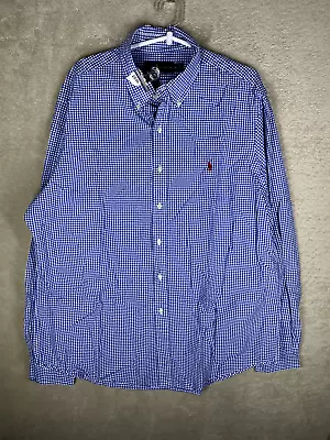$39 • Buy Ralph Lauren Casual Formal Shirts Top Size XL Mens Blue Checked Long Sleeve