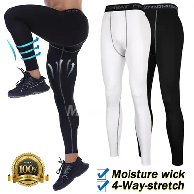 Man's Workout Leggings Compression Base Layer Gym Sports Running Training Pants • $16.79