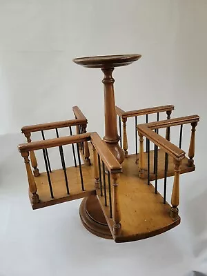Vintage Alfred Assid Revolving Wooden Tabletop Bookshelf With Candle Stand • $299.99