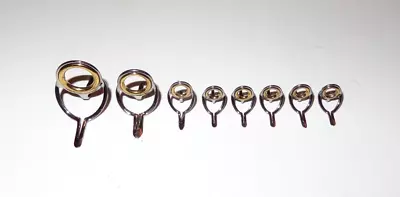 New Set 8 Batson Forecast LTCUDNG Gold Zirconium Casting Fishing Rod Guides (#2) • $22