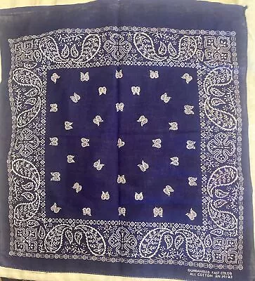 Vintage Small Bandana/Hanky Fast Color RN 14193 Blue Cotton 15” X 16” • $12.99