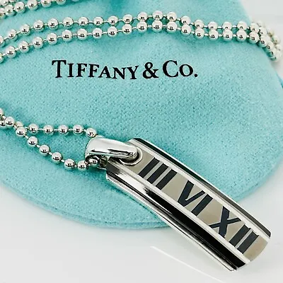 24  Tiffany Atlas Necklace In Black Enamel Silver And Titanium Mens Unisex • $399