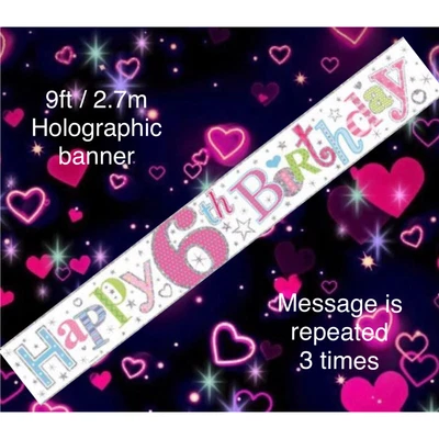 £2.75 • Buy 9ft Age Six Today Birthday Wall Banner. 6th Girls Birthday Party Decorations
