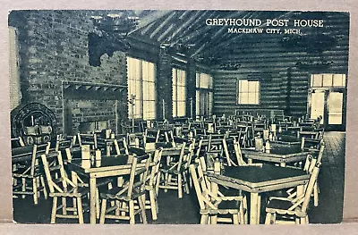 Greyhound Post House Mackinaw City Michigan Linen Postcard No 2366 • $4.80