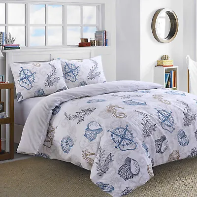 £24.19 • Buy Seafarer Nautical 100% Cotton  Bedding Duvet Cover Pillowcase Curtain Bedspread