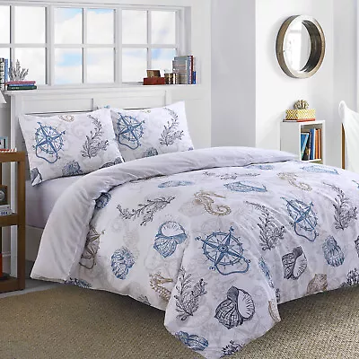 Seafarer Nautical 100% Cotton  Bedding Duvet Cover Pillowcase Curtain Bedspread • £24.19