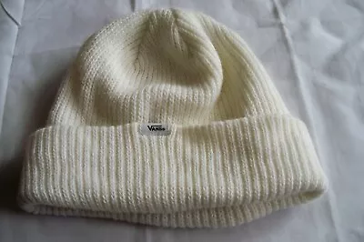 Vans Beanie Hat Cap Ivory Knit Cuffed Off The Wall Adult Casual Knit Stretch • $8.99