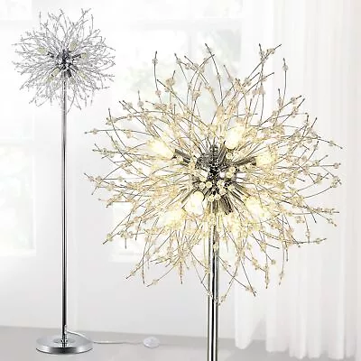 Rayofly Modern Crystal Fireworks Floor Lamps Chrome Standing Lamp With Foot Sw • £118.65