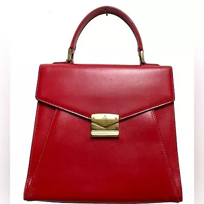 MARK CROSS Vintage Retro Leather Top Handle Satchel Kelly Bag Purse Cherry Red • $225