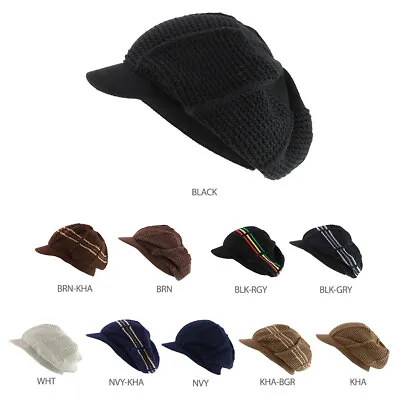 RGY Striped Knit Deep Crown 100% Cotton Rasta Beanie Visor - FREE SHIPPING • $24.99