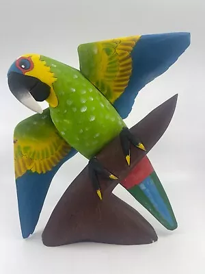 VTG Estate Macaw Parrot 12 1/2 “ Hand Carved Hand Painted Balsa Wood  Figurine • $85