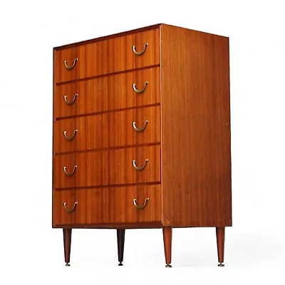 Mid Century Meredew Afromosia Chest Of Drawers Retro 5 Drawer Chest • £245