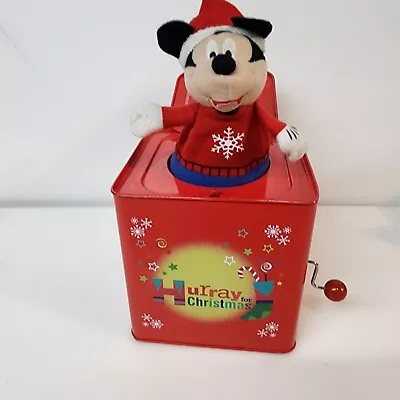 2017 Gemmy Disney Mickey Mouse  Jack-in-the-Box Deck The Halls Christmas Euc 🎄  • $29.99