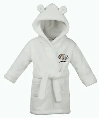 Embroidered Personalised  SAFARI Zebra Elephant Girafe  Baby Dressing Bath Robe • £13.50