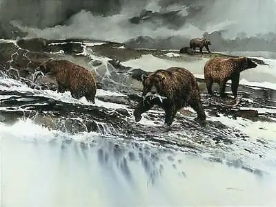 Morten Solberg - McNeil River Fishermen - Grizzly Bears - S/N Litho Signed MINT • $175