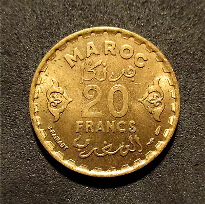 Morocco Ah1371=1952ad -20 Francs -mohammed V- Paris  Mint.  Xf Det.  Y#50  Hkt • $3.75