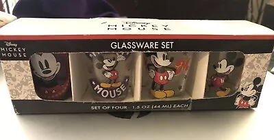 Disney - Mickey Mouse Glassware / Shot Glasses . Set Of 4 1.5 Oz New • $17.99