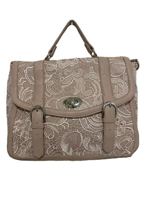 $19.99 • Buy Forever New Peony Shadow Lace Satchel Top Handle Bag Handbag Pale Pink Crossbody