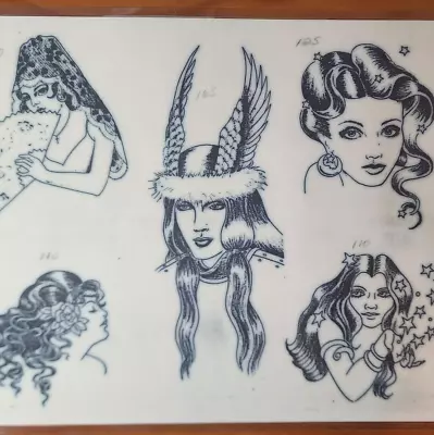 80's Mike Rollo Malone Traditional Vintage Production Tattoo Flash Sheet 11x14 2 • $24.99