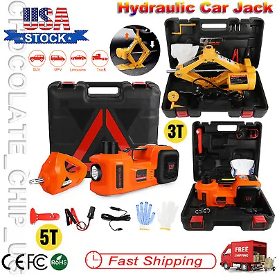 Electric 12V Car Jack 3/5Ton Floor Jack Lift W/ Impact Wrench Tire Inflator Pump • $64.99