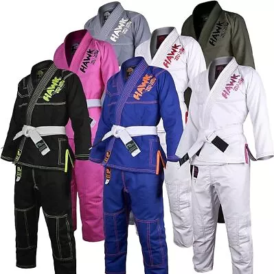 Hawk Jiu Jitsu Kids Gi Children BJJ Gi Grappling Kimonos K00 - Boys White • $59.84