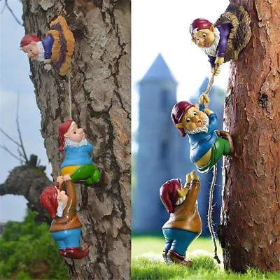 Climbing Gnome Hanging Rope Garden Tree Ornaments Outdoor Statue Sculpture Decor • $16.79