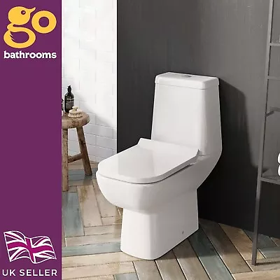 Modern Close Coupled Toilet Eco Flush & Slim Soft Close Toilet Seat | Taplow • £262.65