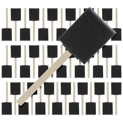 $16.99 • Buy 40 Pack - 2   Foam Sponge Paint Brush Set Wood Handle Craft Touch Up Stain