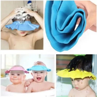 Adjustable Baby Kids Shampoo Bath Shower Hat Cap Wash Hair Waterproof Shield • £3.99