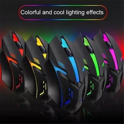 LED Gaming Mouse Optical USB Wired For Desktop PC Laptop 1200 DPI • £5.99