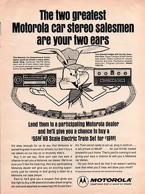 Motorola Car Stereo 70s Vintage B & W Print Ad Bar And Diner Decor • $9.85