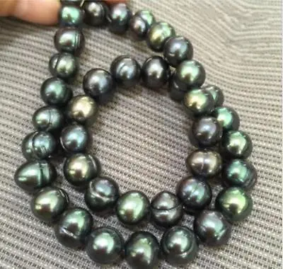 £21.94 • Buy Genuine 18   9-10mm Baroque South Sea Black Green Pearl Necklace