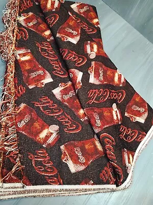 3 Yards Vintage Coca Cola Script Yardage Fabric Light Upholstery Weight • $25