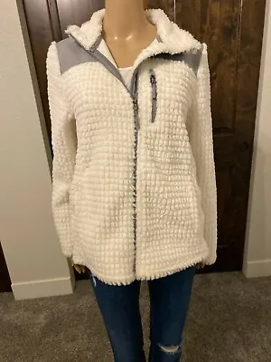 Made For Life Ivory Zip Up Faux Fur Textured Jacket Women's Small S*** • $8.51