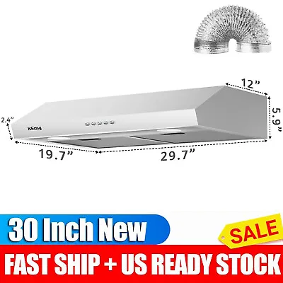 Kitchen 30 Inch Under Cabinet Range Hood 3-Speed 500CFM Vent W/LEDs Sliver New • $135.99