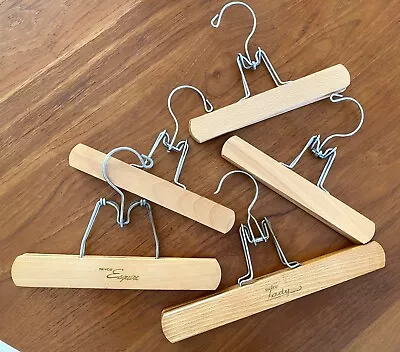 5 Vintage Wood Nevco Clamp Hangers ~ Pants Skirt ~ Esquire ~ Lady • $9.99