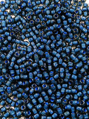 Vintage Glass Seed Beads TOHO Japan Transparent Lined Capri Blue 8/0 28 Grams • $7