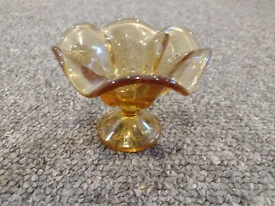 Vintage Amber Tulip Glass  Ice Cream Sundae Dish Footed 4  Tall • $5