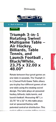 3 In 1 Triumph Swivel Multi Game Table. Ping Pong Air Hockey And Billiards. • $100