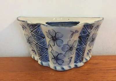 Francis Ceramic Blue & White Wall Vase  Tulip Vase Signed • £90