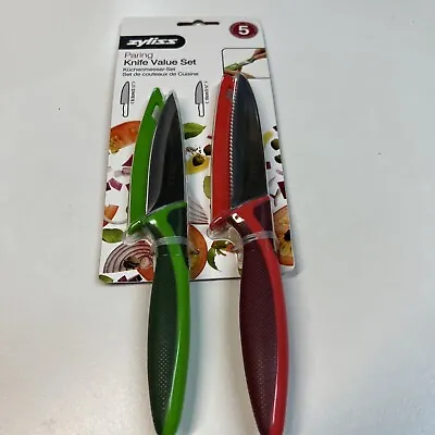 Paring Knife Set 2 Red/Green Perfectly Controls Cutting Slicing And • $10.84