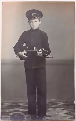 Violinist Violine Gymnasium Pupil Antique Photo Latvia Riga 1910's • $14.95