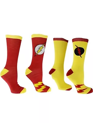 DC Comics The Flash Superhero Logo Athletic Crew Socks 2 Pair Pack • $8.99