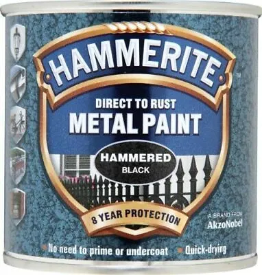 Hammerite Hammered Black Direct To Rust Quick Drying Metal Paint 250ml • £9.99