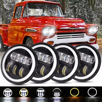 4pcs 5.75  Round Projector LED Headlight Halo DRL For Chevy 3100 Truck 1958 1959 • $99.99